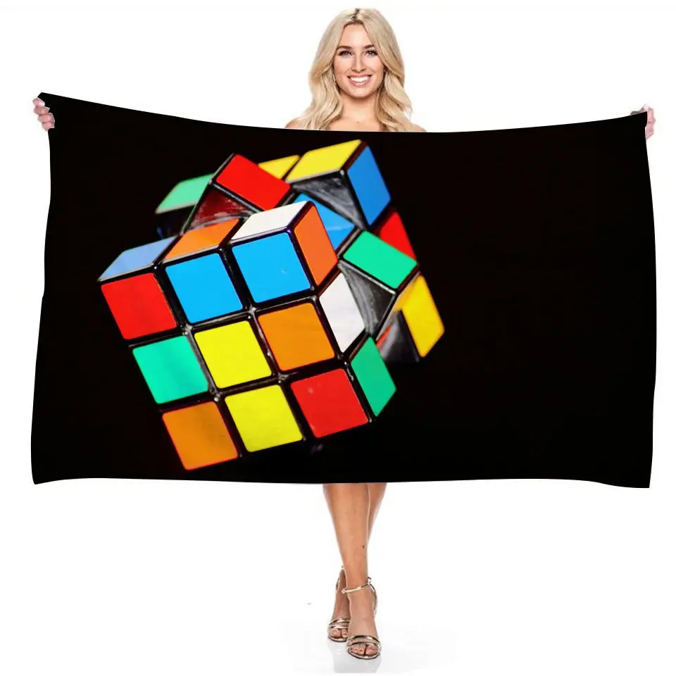 Водное цифровое художественное игровое пляжное полотенце с кубиком Рубика