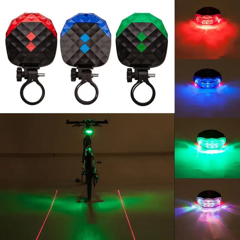 

Bicycle Lights Red 2 Laser+5 LED Flashing Lamp Gypsophila Rear Bike Cycling Safety Warning Laser Taillights Accessories Starry