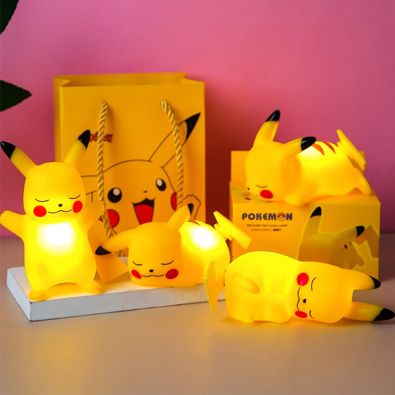 Pokemon Animation Cartoon Night Light Pikachu Figures Doll Home Decor Bedside Lamp for Bedroom Dormitory Kids Gift Desk Ornamen