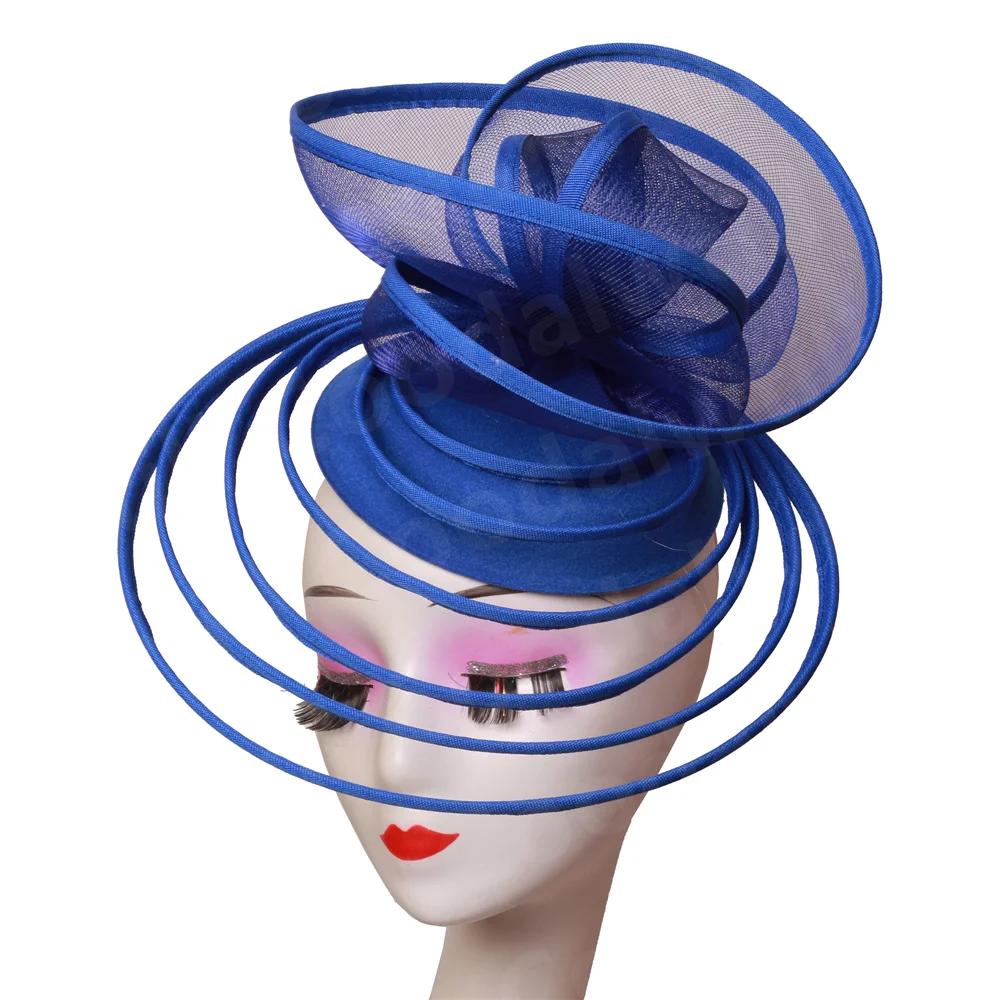 Сетчатая модная шляпа Royal Ascot Fascinator, женские удивительные коктейльные головные уборы, синие дерби, аксессуары для волос в Кентукки, женские вечерние шапки (art.: 3920d42455ade) - 3920d42455ade