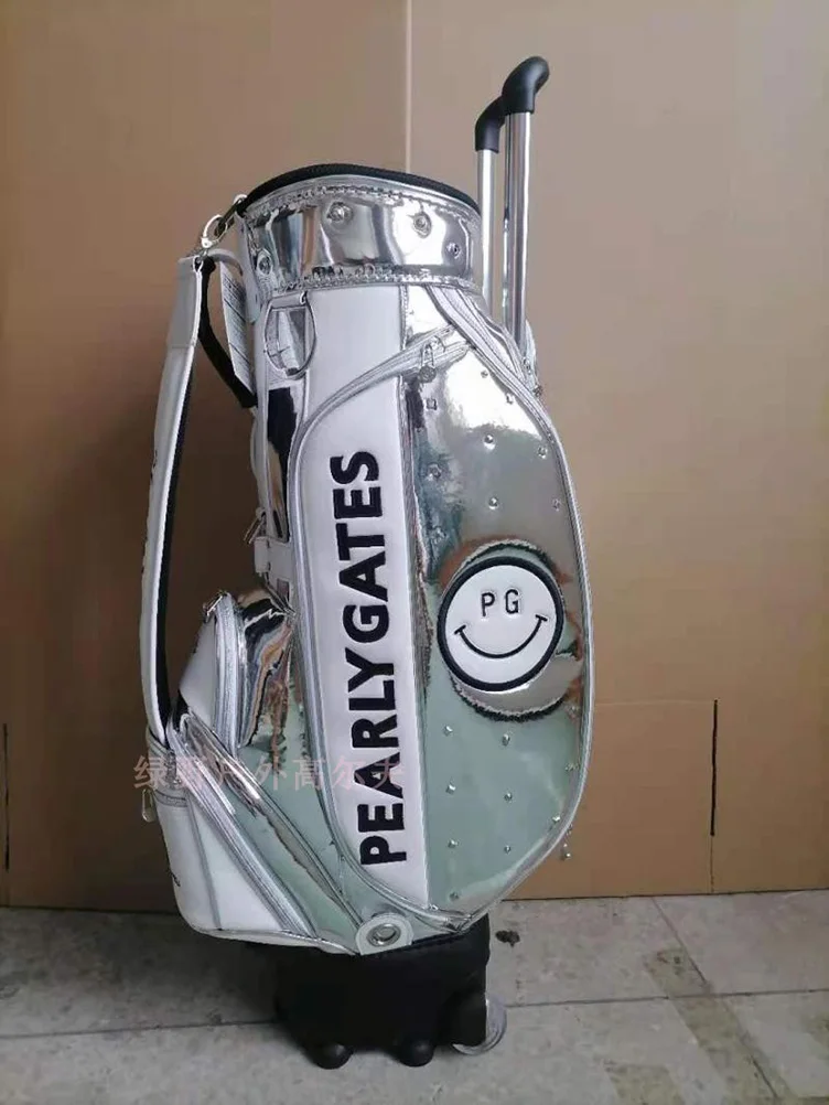 

PEARLYGATES Golf Bag Aviation Package Bag with Wheels Trolley White Black Silver Lady Men PEARLY GATES Golf Clubs Tour Bag