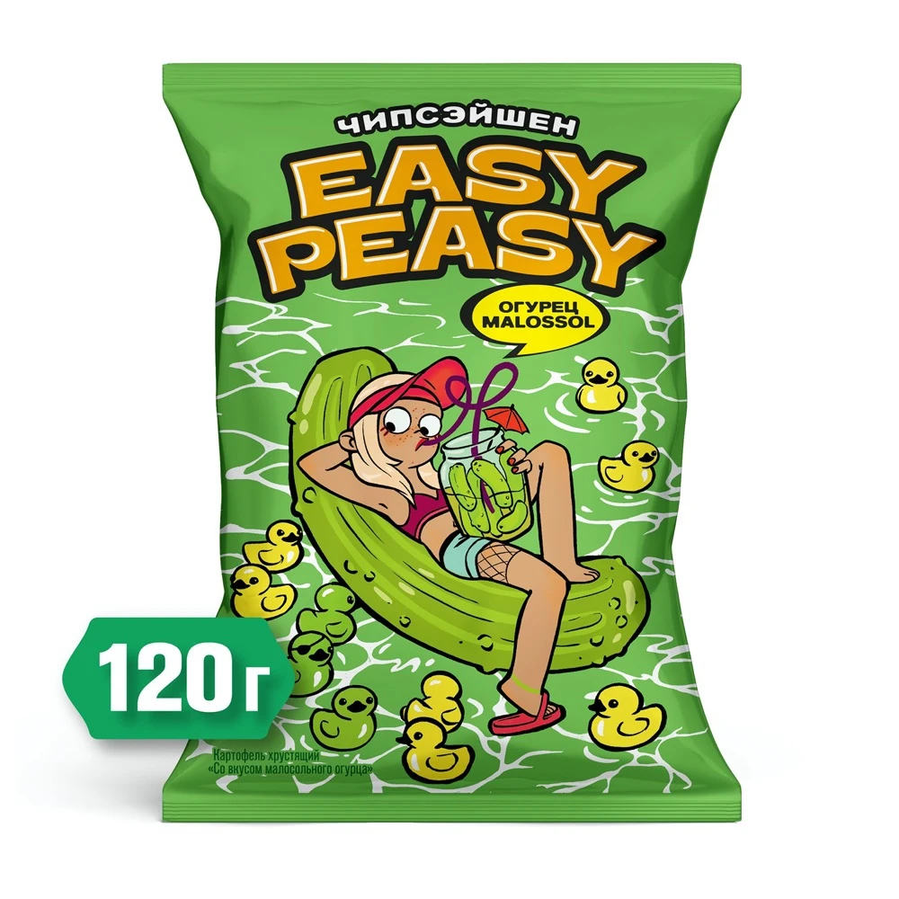 Картофельные чипсы Easy Peasy со вкусом малосольного огурца "ОГУРЕЦ MALOSSOL" 120 г |