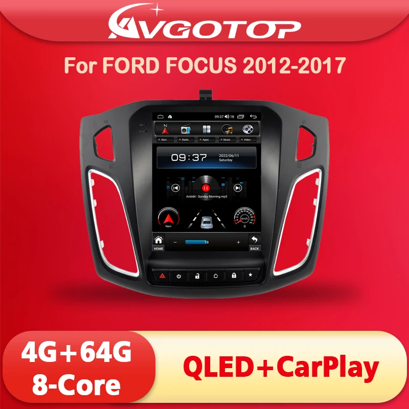 AVGOTOP Android 12 Tesla вертикальный экран автомобильное радио GPS Мультимедиа для FOCUS 2012-2017