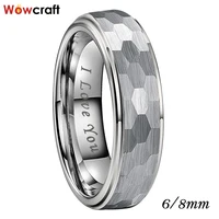6mm 8mm dropshipping tungsten carbide ring mens womens fashion trendy jewelry band hammered i love you engraved comfort fit