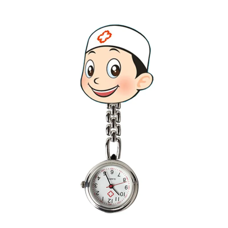 16pcs Cartoon Clip Pendant Pocket Watch For Nurse Doctor Luminous Needle Quartz Movement Nurse Pattern Pocket Watch Gift Watch