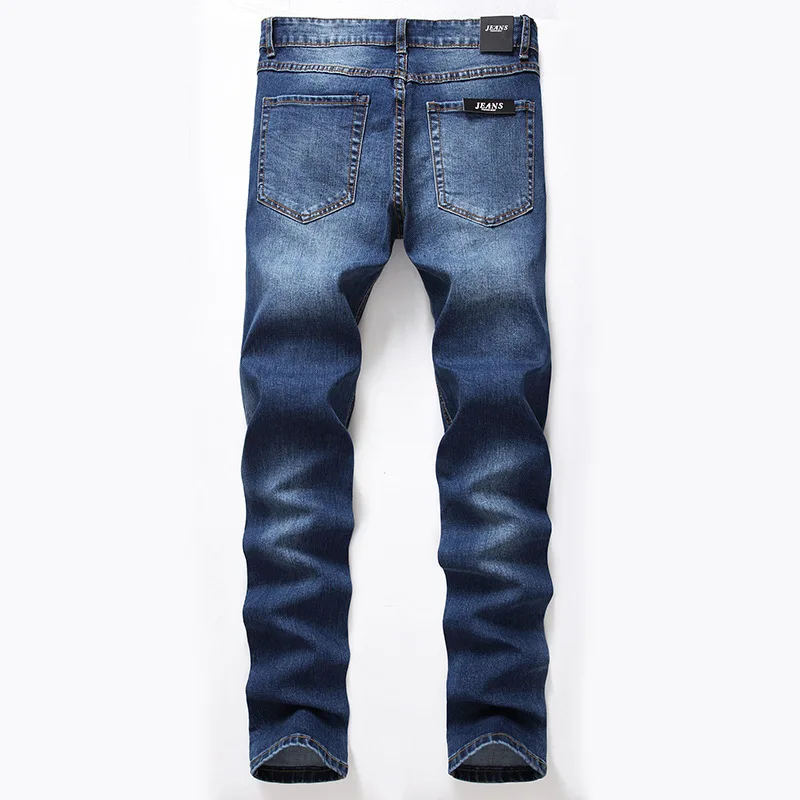 2023 New Men's Stretch Jeans Blue Skinny Denim Pants Casual European American Cotton Straight Street Brand Large Size 28-42