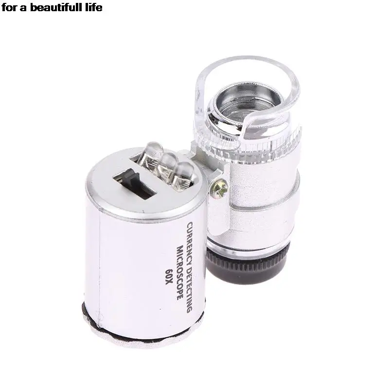 

1pc New 60X Portable Illuminated Microscope Mini Pocket LED Magnifying Glass Handheld Jeweler Magnifier
