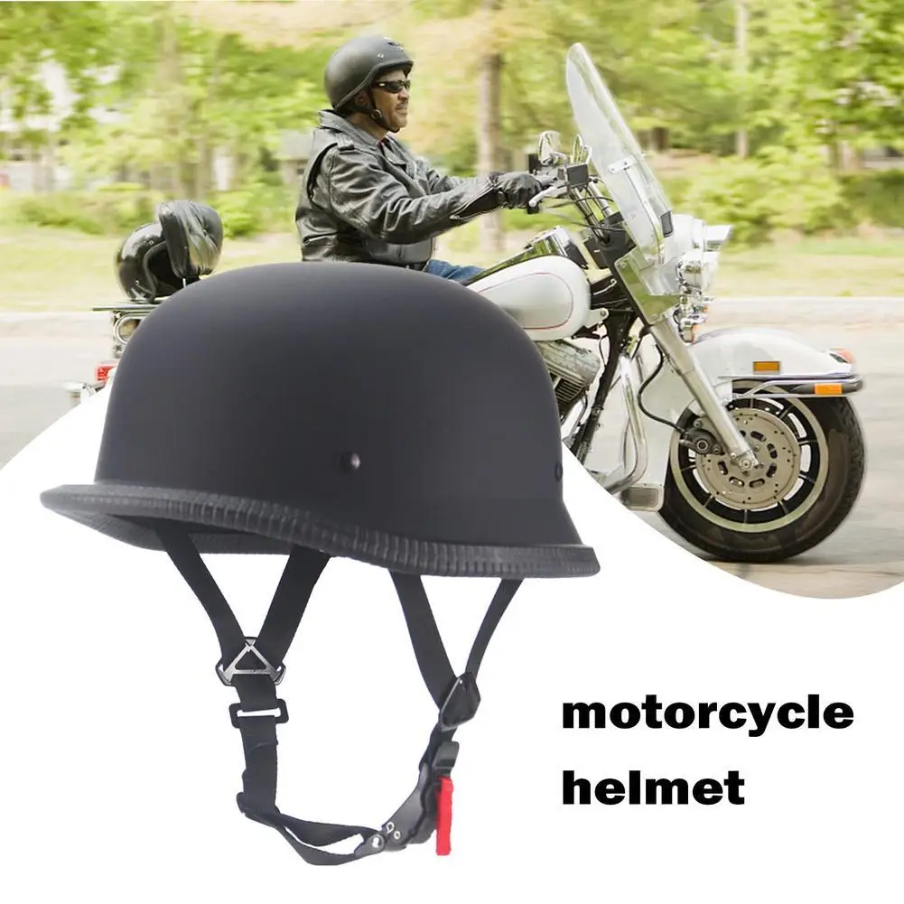 New Vintage Motorcycle Cruiser Helmet Half Face German Helmet Motorcycle Helmet Bright Black Car-styling DOT enlarge