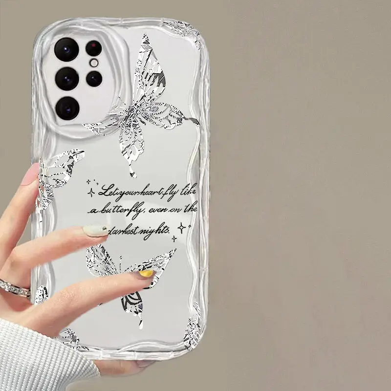 Fashion Butterfly Print Case For Honor 90 Lite Huawei P30 Pro Mate 40 Nova 5t 7 9 SE Cover Curly Wavy Korean Silicone