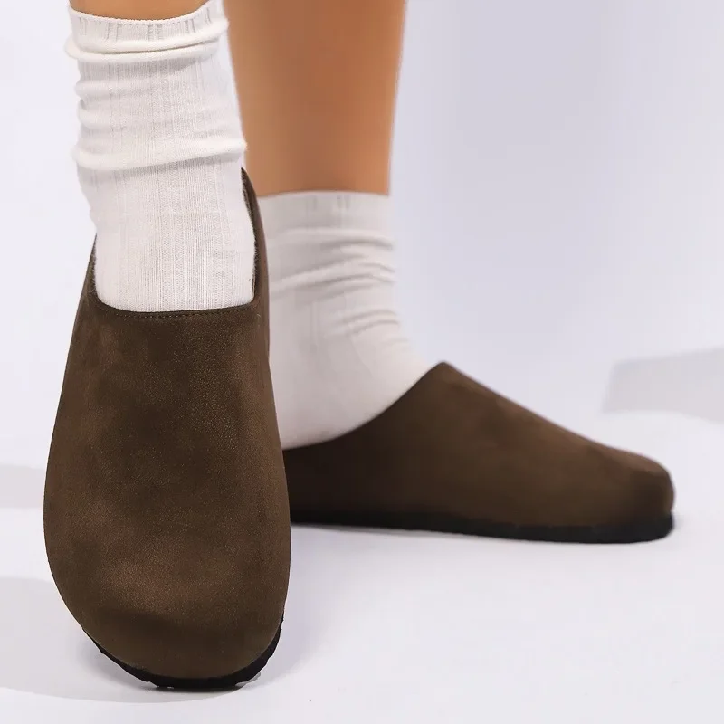 Женские классические пробковые замшевые тапочки новые мягкие сабо обувь с