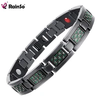 rainso vintage black titanium magnetic bracelet for man bio health energy round bangle bracelets homme wear adjustable jewelry