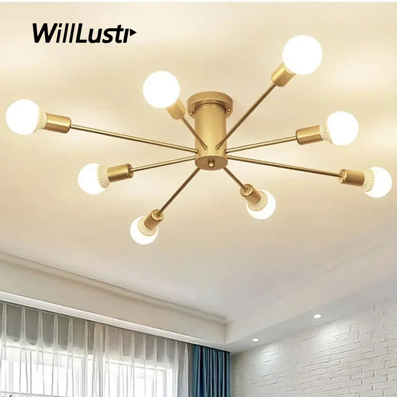 Креативная металлическая потолочная лампа в минималистичном стиле с