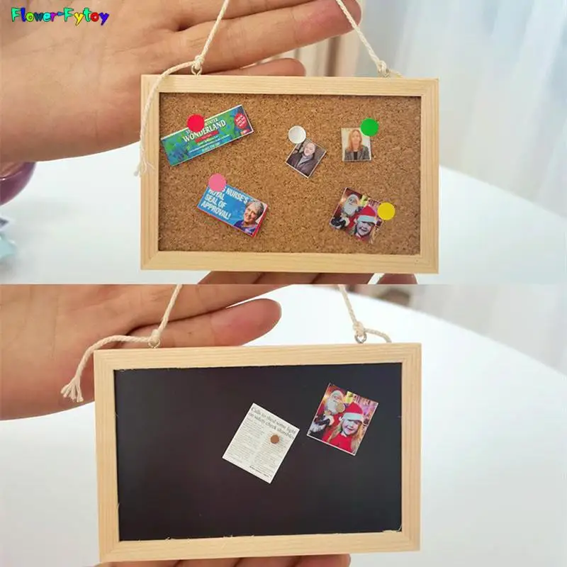 

NEW 1Set Double-sided Available Living Scene Decoration For Doll Wood Dollhouse Mini Hanging Message Board