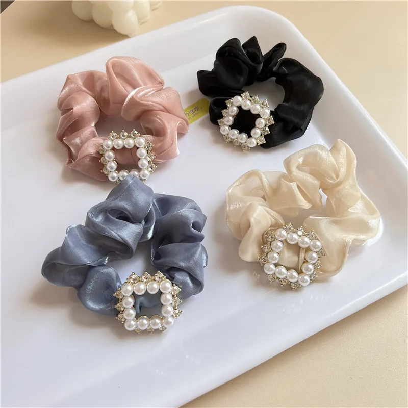 

Новинка круглая Корейская темпераментная жемчужная круглая сетчатая красная веревка для волос с большим кишечником универсальные элегант...