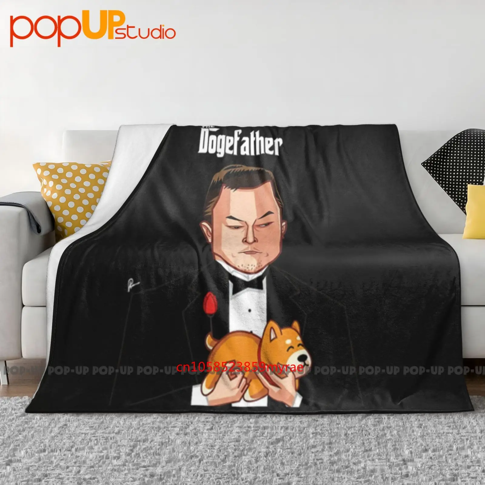Фото The Dogefather Dogecoin Doge Hodl On The Moon Crypto Meme Ультра-мягкое одеяло, зимнее одеяло, чехлы на диван, покрывала на кровать №1