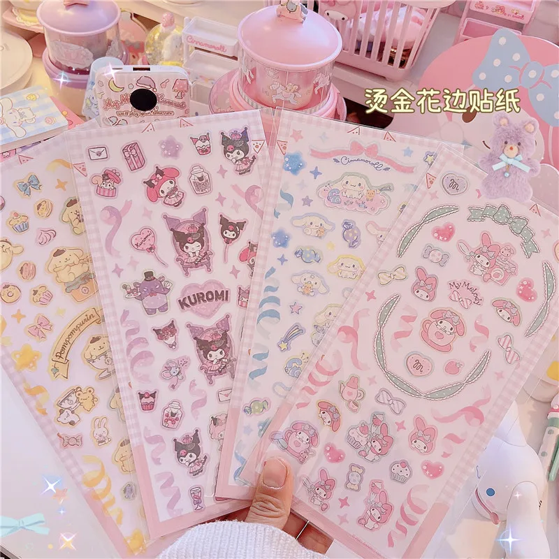 Kawaii Cinnamoroll Kuromi My Melody ПВХ самоклеящийся материал наклейка аниме Sanrioed DIY