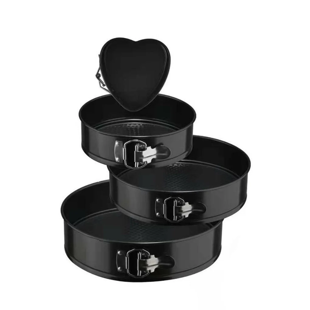 

Pack of 4 Non-stick Coated Baking Molds Removable Bottom Side Buckle Carbon Steel Cake Trays DIY Home Kitchen Cheese Pans