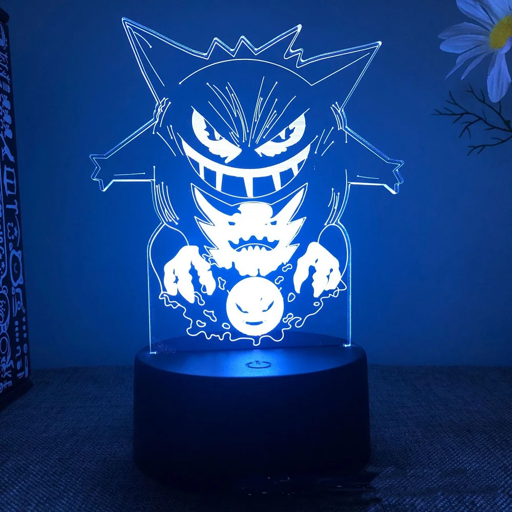 

Pokémon Gengar Haunter Gastly 3D Illusion Nightlights Anime Lamp Takara Tomy Visual Lighting Lampara Led For Christmas Gift