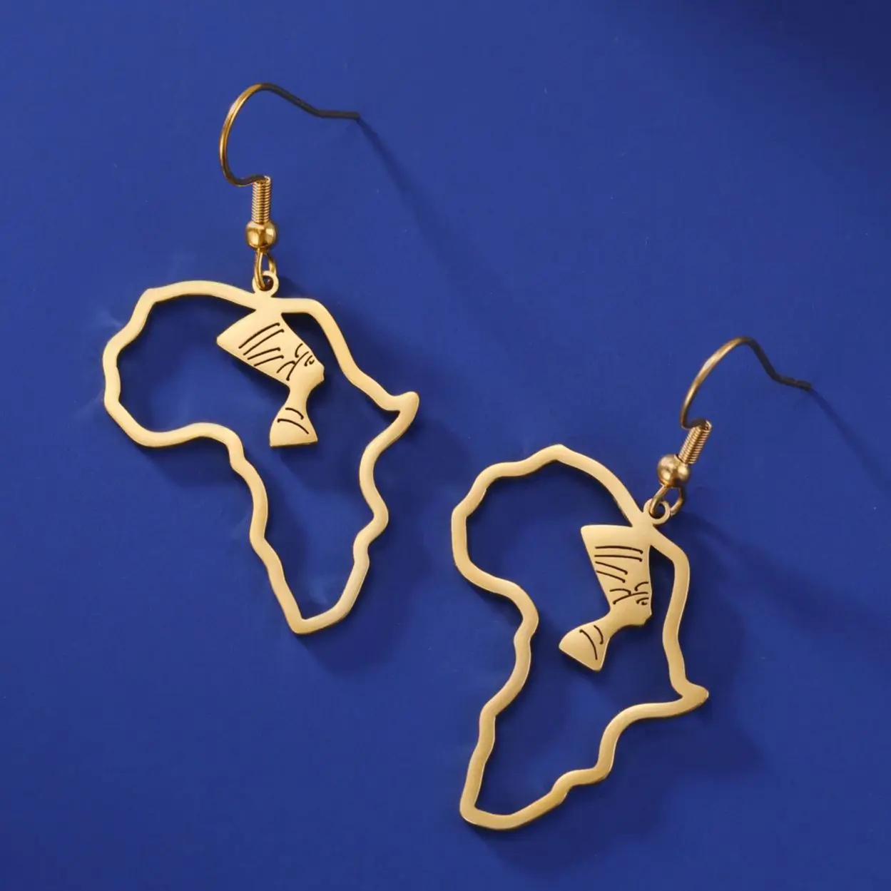 LIKGREAT африканская карта древние египетские серьги для женщин из нержавеющей