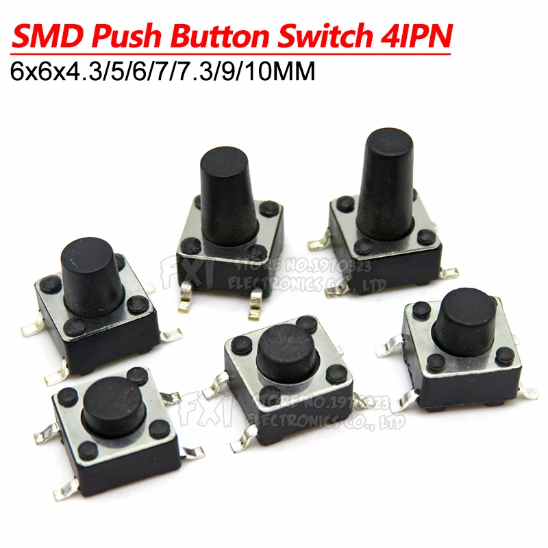 

50 шт. SMD 4PIN 6x6x4.3/5/6/7/8/9/10 мм фотоэлемент переключателя а 50 в Ibuw кнопочные переключатели