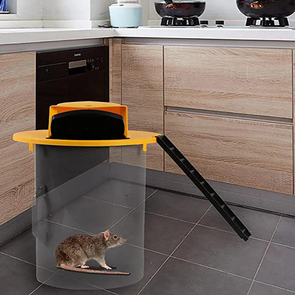 

Mice Trap Reusable Smart Flip Slide Bucket Lid Rat Trap Humane Or Lethal Mouse Trap Auto Reset Multi Catch Rat Door Mousetrap