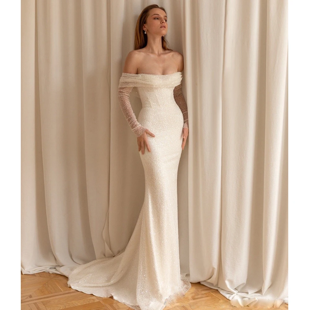 Арабское Aso Ebi винтажное свадебное платье с бисером вырезом лодочкой и длинным