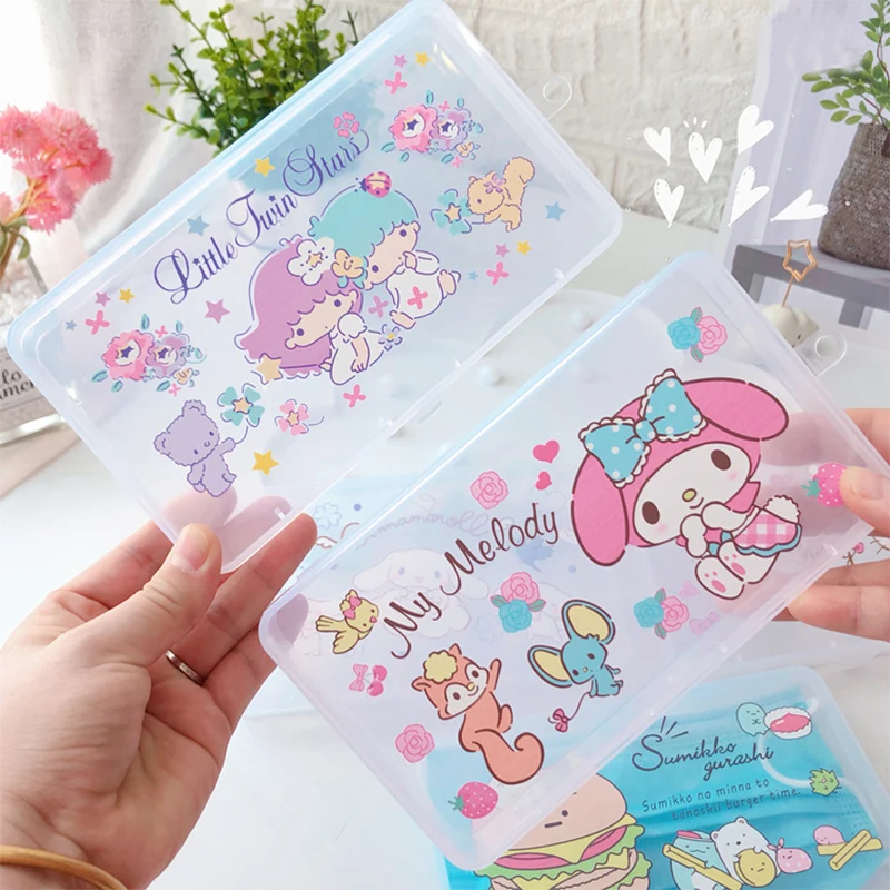 

Kawaii Hello Kitty My Melody, лидер продаж, защитный чехол для лица, артефакт для хранения, одноразовый контейнер для хранения, контейнер для временного ...