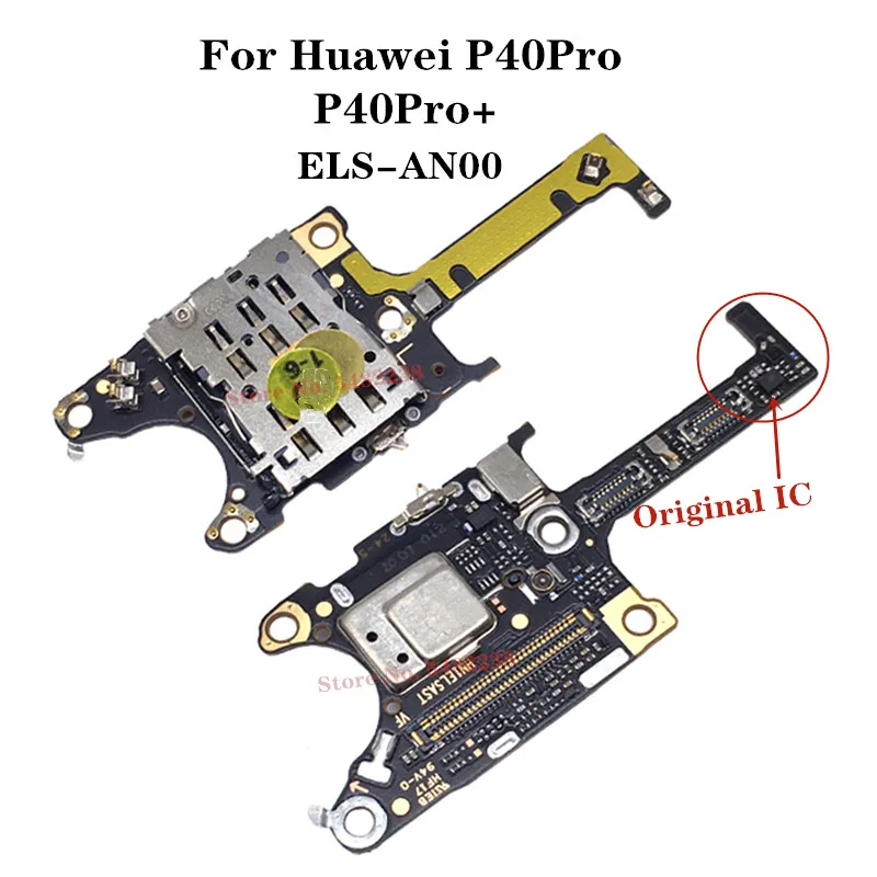 

Original SIM Card Holder For Huawei P40 Pro P40Pro+ ELS-AN10 MIC Microphon SD/SIM Card Reader Connector Flex Cable Replacement