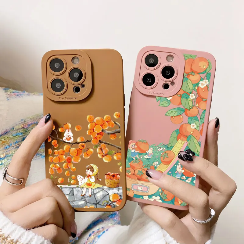 

Autumn Harvest Fruit Orange Phone Case For iPhone XR XS X 14 13 12 11 Pro Max 14 Plus 7 8 Plus SE 2020 Soft Silicone Cover Funda
