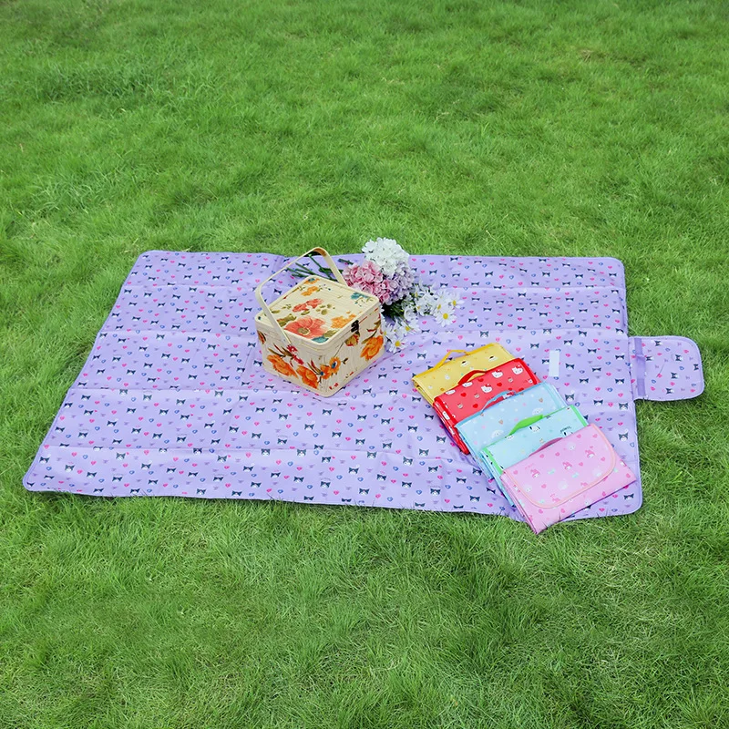 

Sanrioed Cartoon My Melody Kuromi Kawaii Waterproof Picnic Mat Cinnamoroll Go Out Folding Portable Picnic Beach Mat Holiday Gift