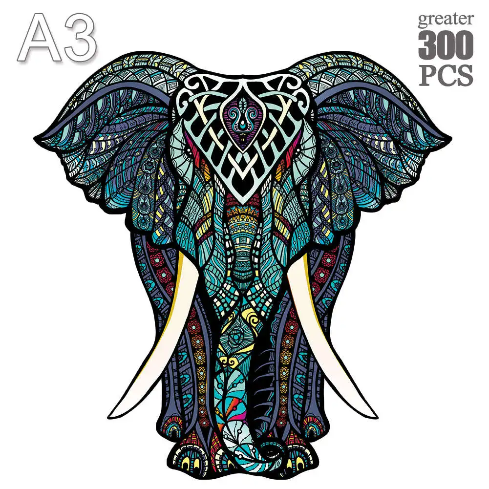 

Elephant Animal Wooden Jigsaw Puzzle Animals Shape Kids Puzzle Educational Toys Wood DIY Crafts Gifts Puzzle Games For Adult