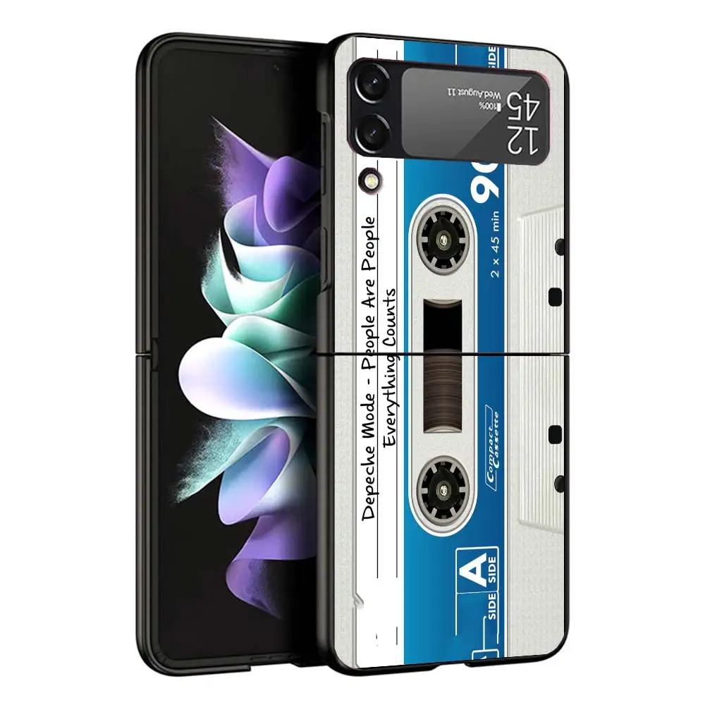 Vintage Magnetic Old Tape Cassette Hard Black Cover for Samsung Galaxy Z Flip 4 3 5G Phone Case Flip4 Flip3 Pattern Luxury Shock images - 6