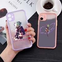 kuki shinobu genshin impact phone case for iphone 13 12 11 mini pro xr xs max 7 8 plus x matte transparent purple back cover