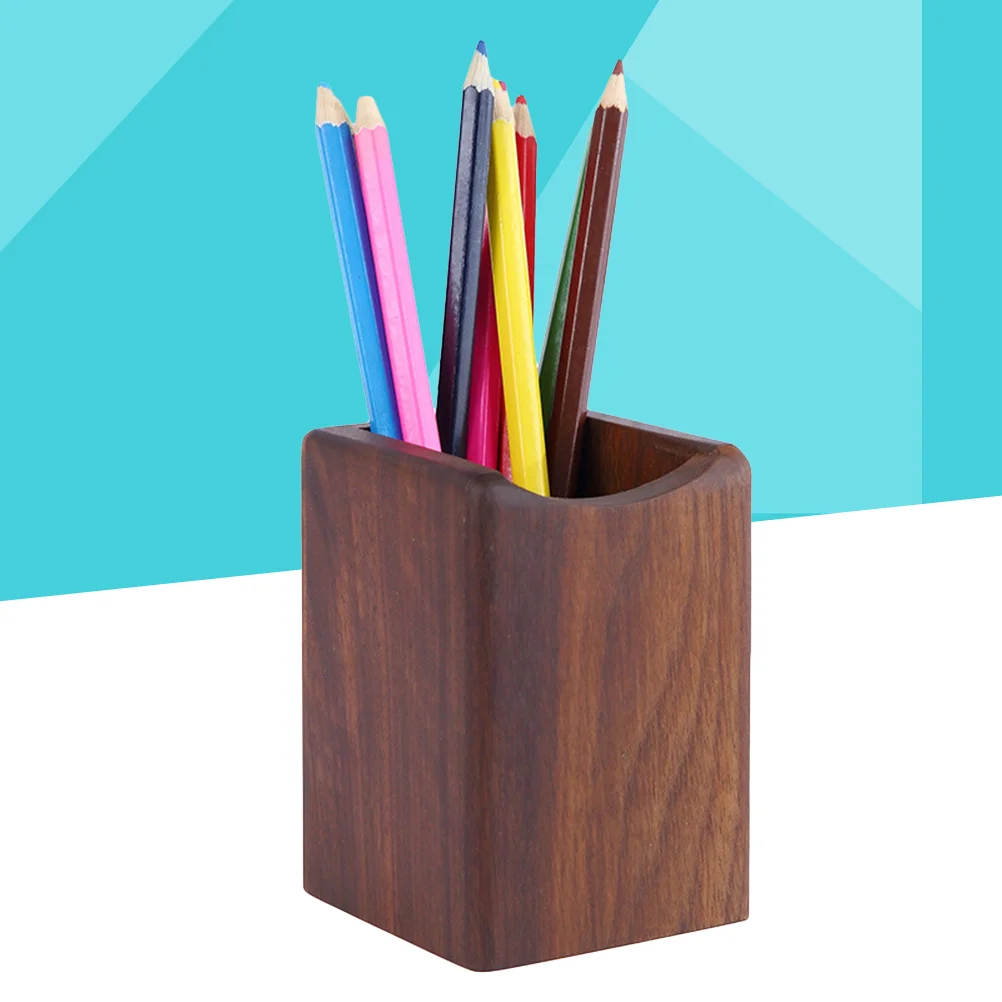 

Holder Pen Desk Wood Wooden Organizer Cup Desktop Cute Office Bamboo Pot Makeup Organizers Brush Big Retractable Bulk Pens