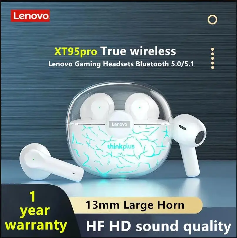 Original Lenovo XT95 Pro Bluetooth 5.0 Earphone 9D HIFI Sound Waterproof Reduce noise Wireless Earbuds Mic sports Game Earbuds