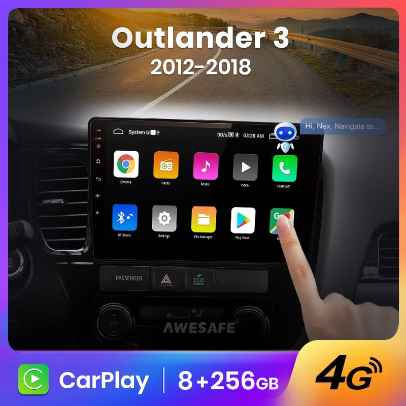 AWESAFE PX9 8 + 128 ГБ carplay GPS трек 2din android Авторадио для Honda Mitsubishi Outlander 3 2012-2018