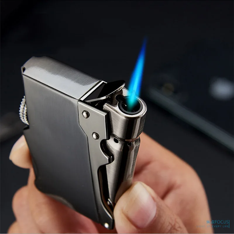 

Windproof Inflatable Butane Gas Outdoor Lighter Men's Creative Blue Flame Straight into Big Fire Lighters Unusual Igniter
