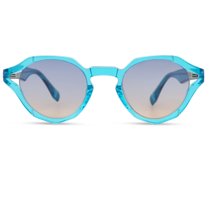 Солнцезащитные очки в ретро стиле UV400 голубые зеркальные коричневые