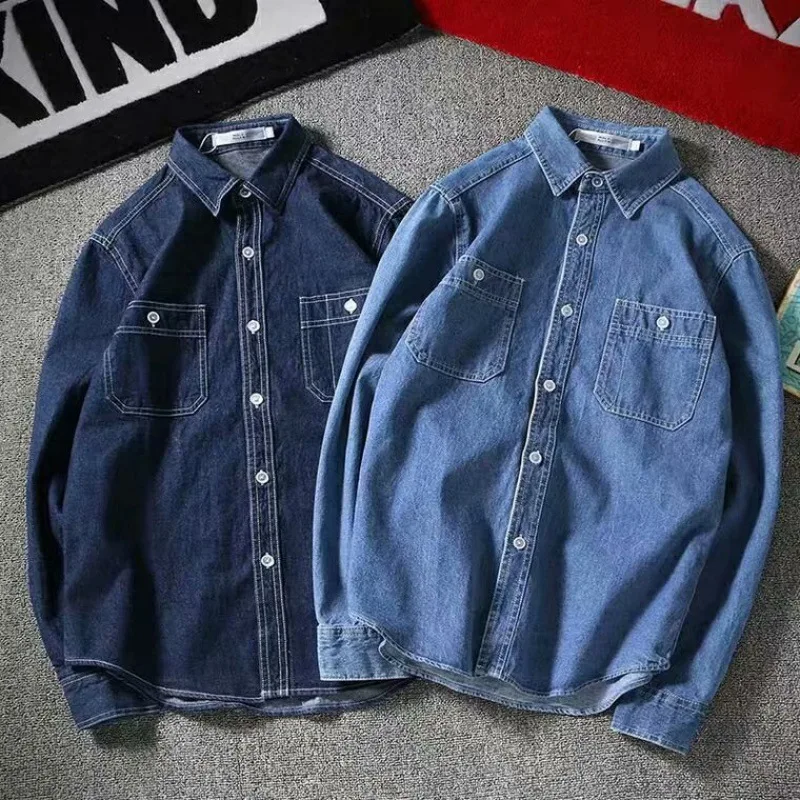 

Summer Denim Work Shirt Men's Thin Long-sleeve Welder Ironing Wear-resistant Sunscreen Jacket Men's Coat