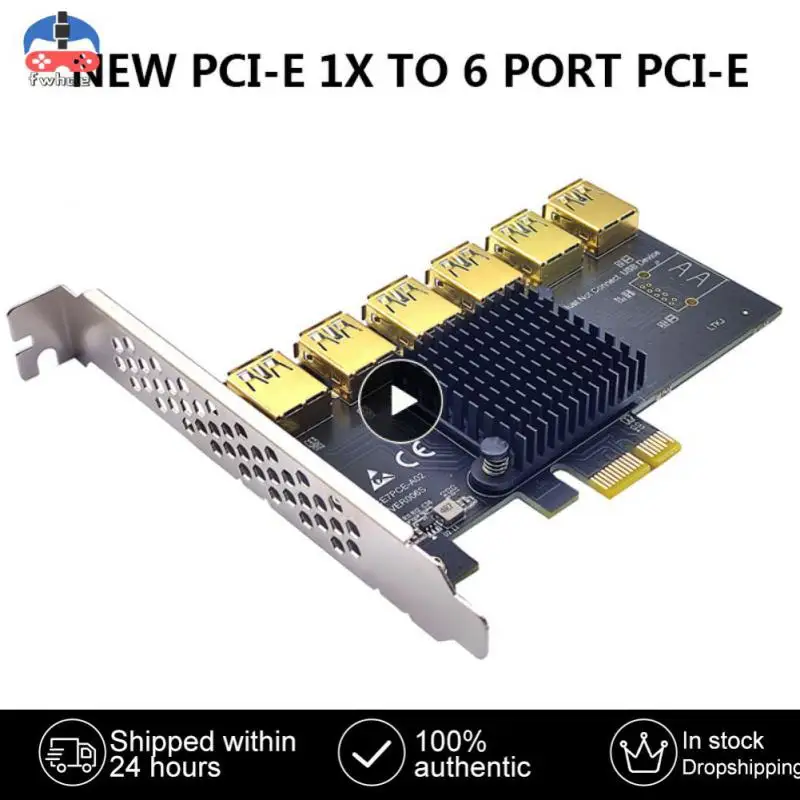

Pci-e Slot Pci-e Usb 3.0 Adapter Plastic 6 Port Gold Usb3.0 Riser Card For Mining Portable Metal With Ic Heat Radiator Pci-e 1x