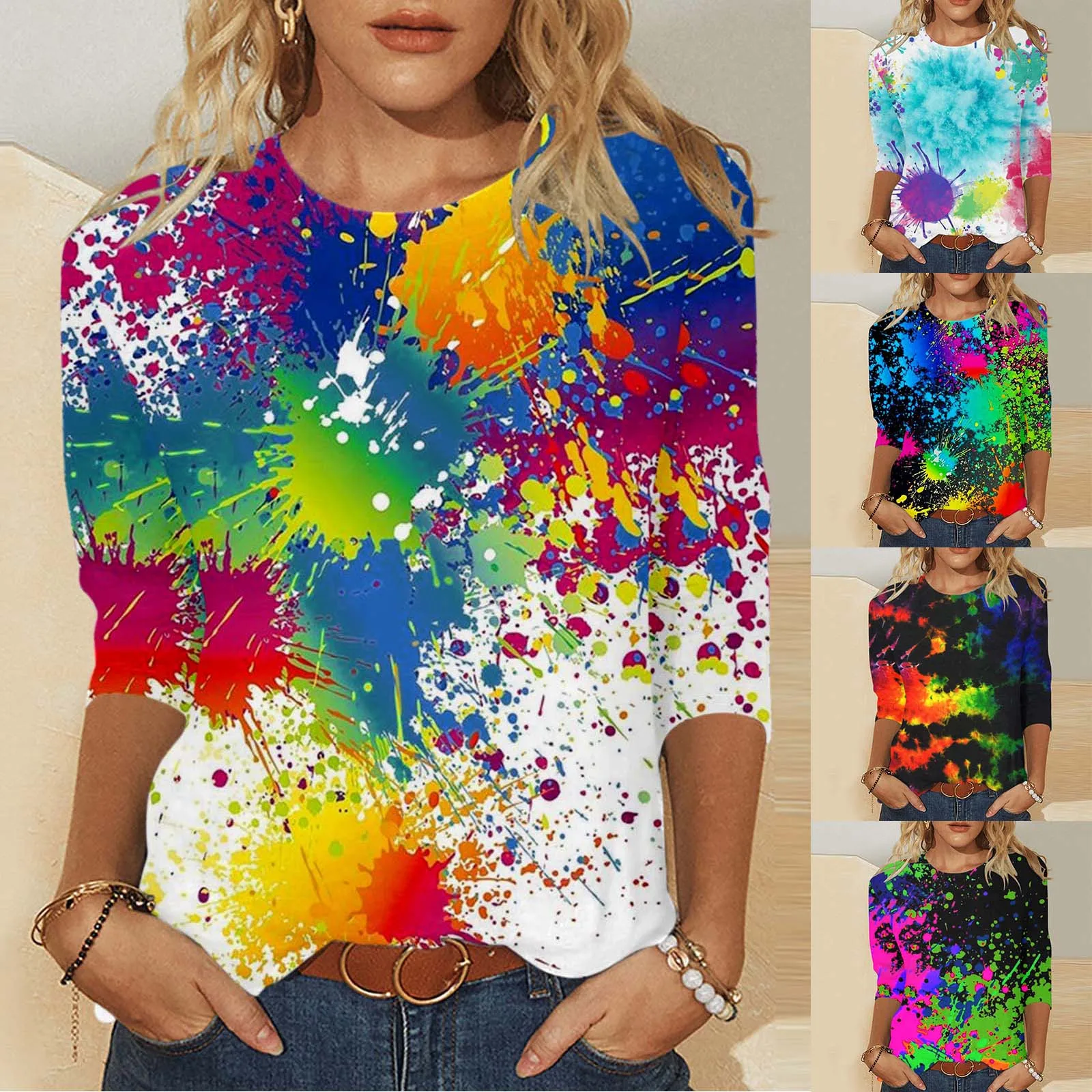 Блузка женская с круглым вырезом Модный повседневный мягкий пуловер свободного