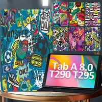 flip protective case for samsung galaxy tab a 8 0 2019 t290t295 graffiti art drop resistance leather stand tablet shell cover
