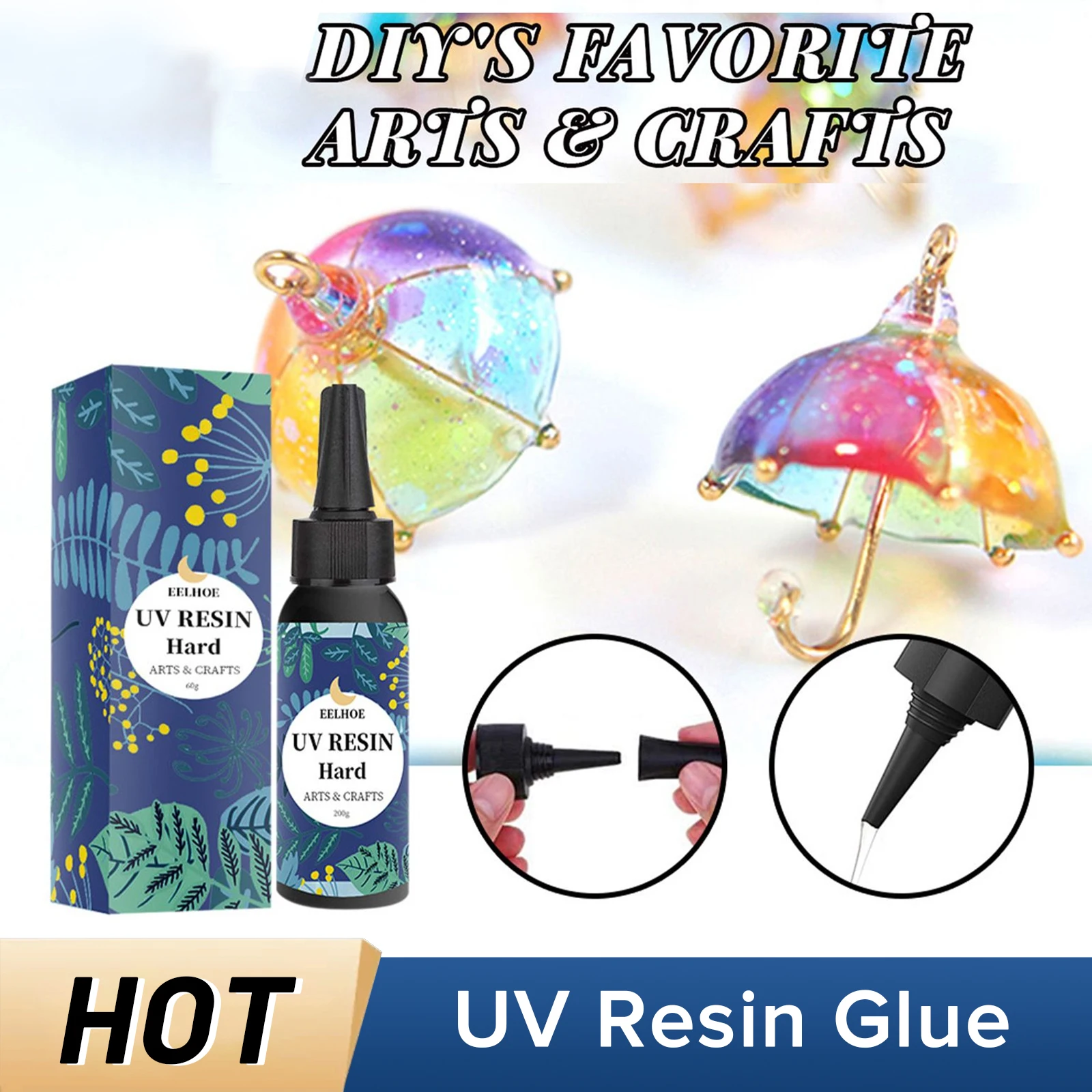

100g/200g UV Resin Glue Quick Dry DIY Epoxy Resin Clear Sunlight Activated Hard Glue Ultraviolet Curing Resin Mold Gel Hardener
