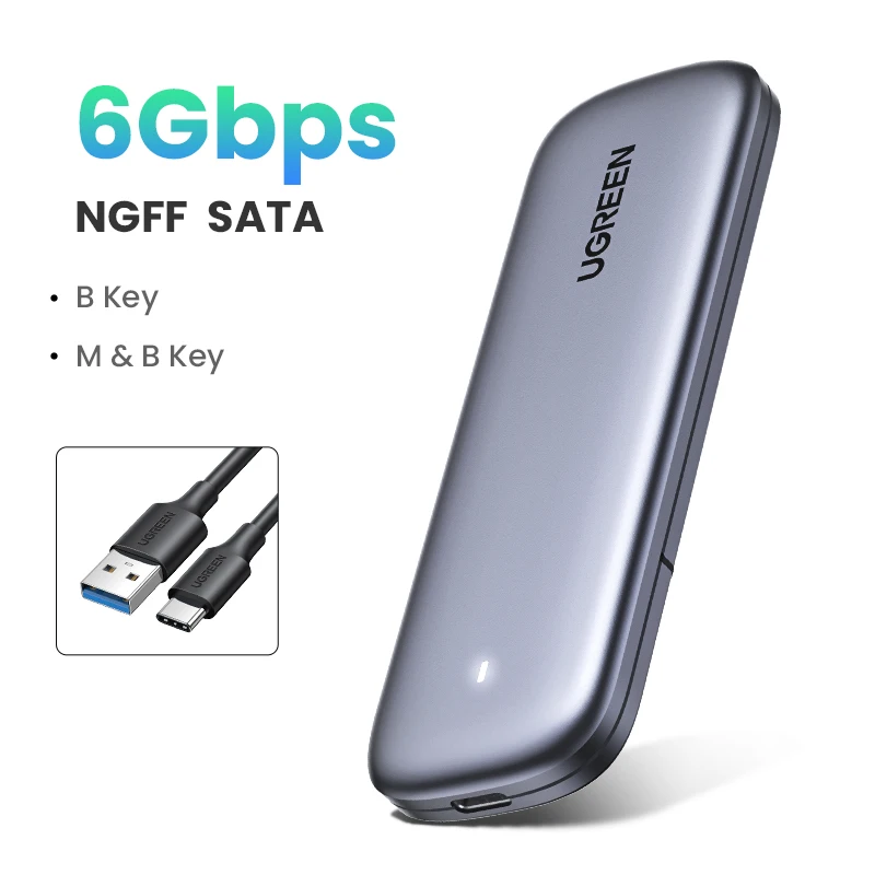 

UGREEN SSD чехол 6 Гбит/с NGFF SATA M2 SSD чехол для SATA к USB SSD чехол для внешнего жесткого диска M & B-Key M.2 SSD чехол