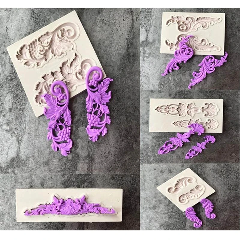 

Silicone Mold Rose Garland Picture Frame Fondant Candy Mould DIY 3D Pattern Cake Sugar Baking MoldDecorative Tool