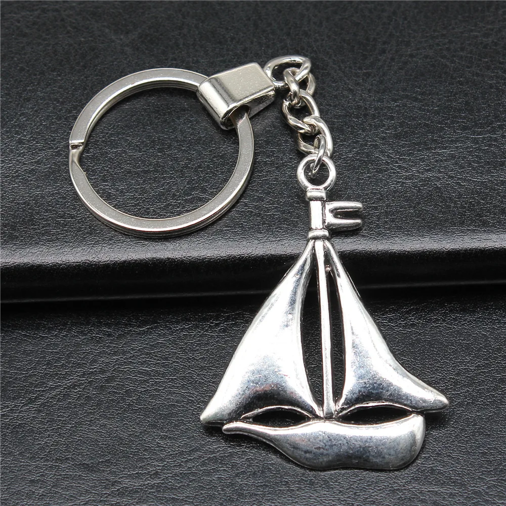 Большой серебряный брелок 49x39 мм в античном стиле с подвеской в виде лодки, мужская бижутерия, модный сувенирный подарок