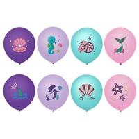 10pcsset 12 inch cartoon mermaid tails latex balloon printing purple tiffany blue pearl ballon baby shower party decorations