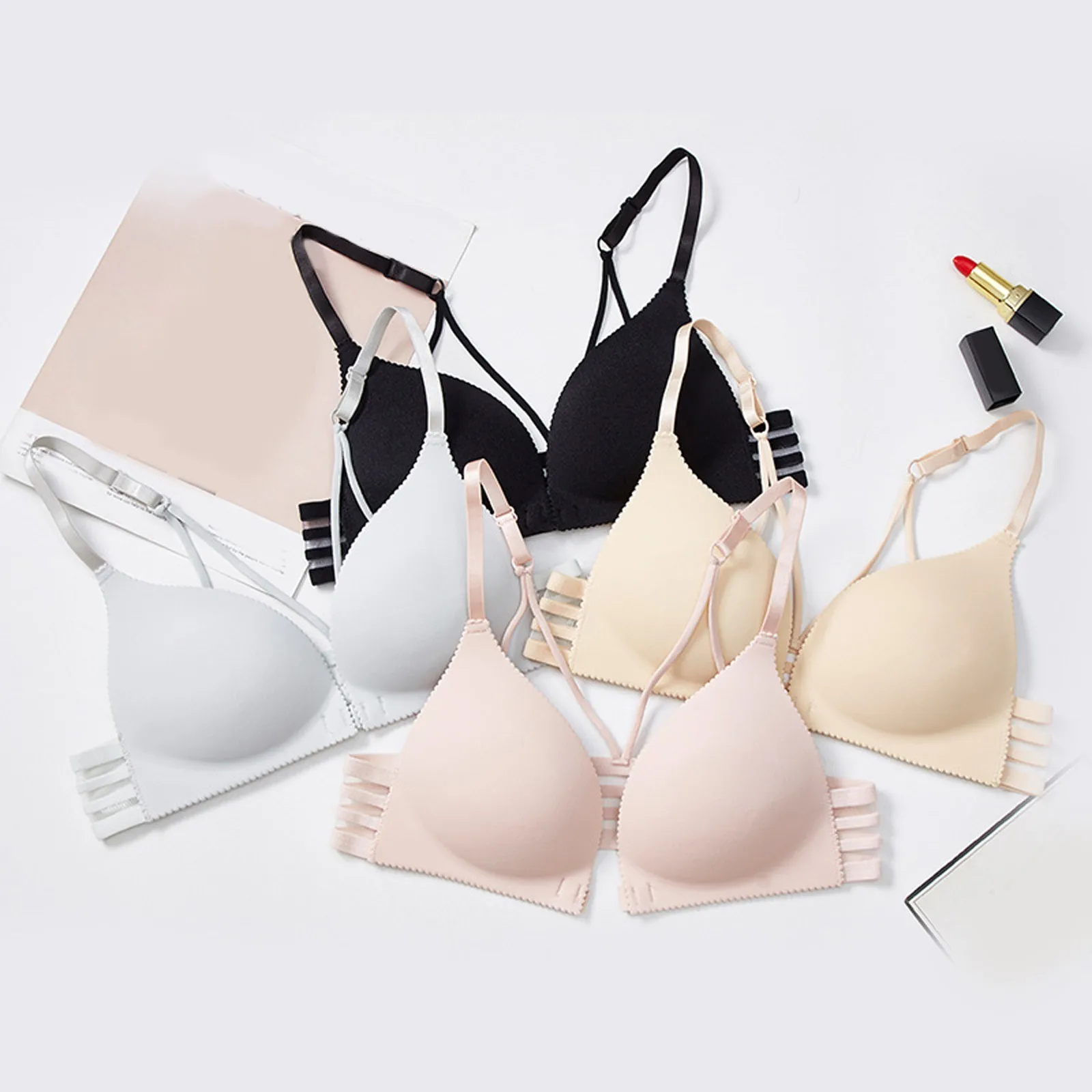 Женский удобный бюстгальтер с боковой грудью красивый пряжкой спереди без