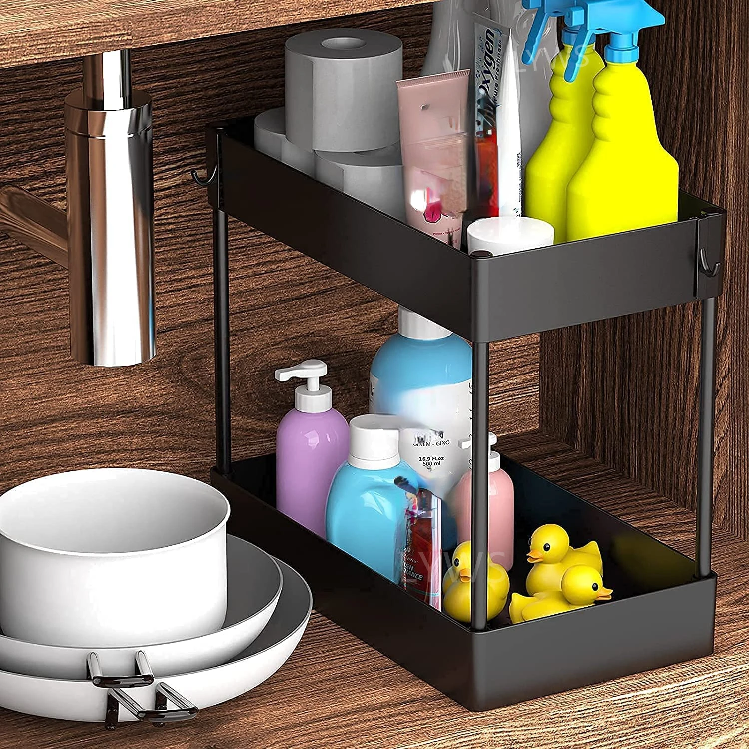 

Bathroom Sink Storage 2 Tier Drawer Organizer Bath Collection Sliding Baskets Under Sink Cabinet Storage Cosmetics Storage