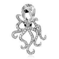 tulx rhinestones octopus brooches for women cute sea animal crystal brooch pins jewelry clothing accessories